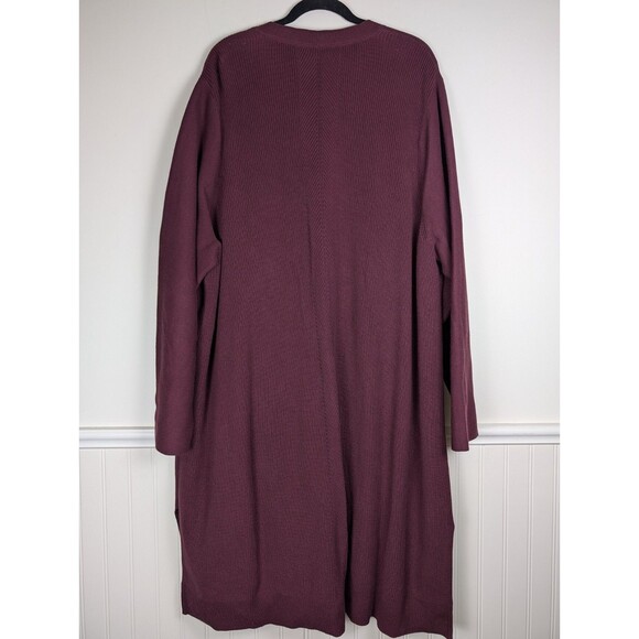 J. Jill Button Front Cardigan Sweater Women 4X Burgundy Knit Ribbed Duster - Picture 7 of 14